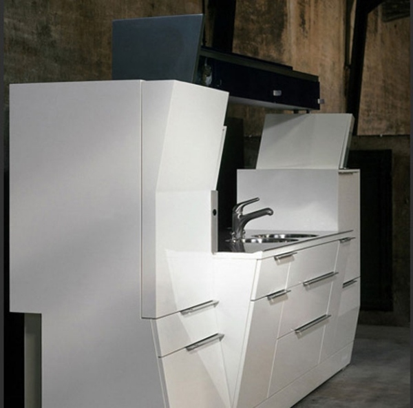 Moderne Loft Küche-weiß Schrank-Design Asymmetrisch Modell