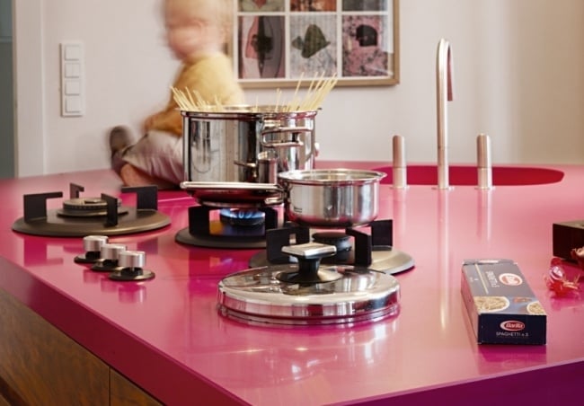 Pink Kochinsel Design-eingelassen-Spüle Kochplatte Magenta