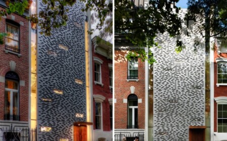 Reihenhaus modern in New-York Glas-Metall Fassade-Gestaltung