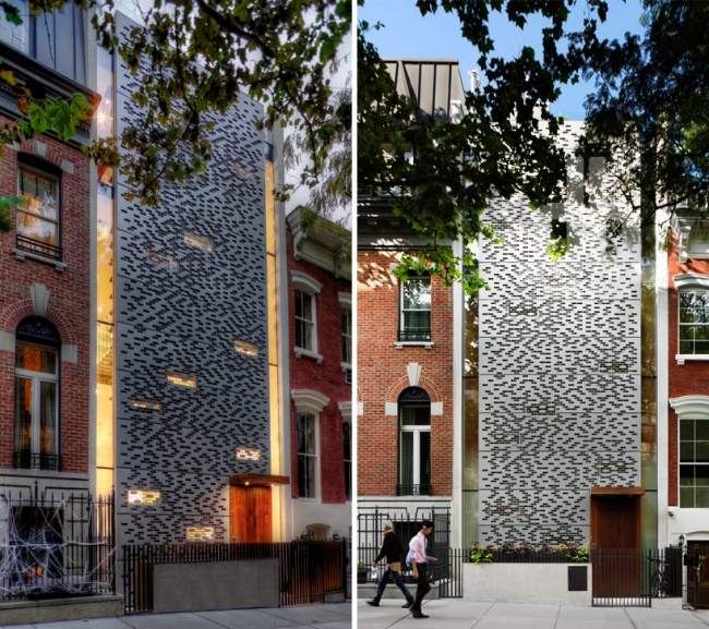 Reihenhaus modern in New-York Glas-Metall Fassade-Gestaltung
