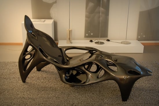 Root relaxsessel Kol Mac schwarz futuristische formen 3d-druck