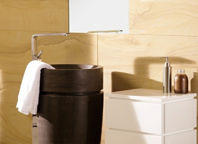  Wandfliesen Badezimmer modern beige Waschbecken