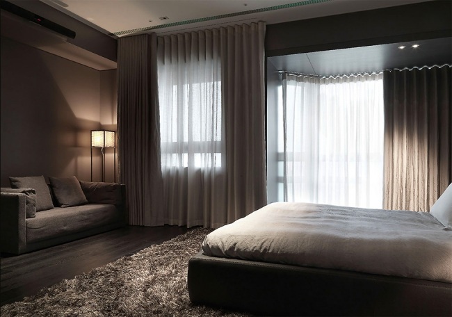 Schlafzimmer bequem Sofa Beige-Samt Textilien-idyllisches Flair