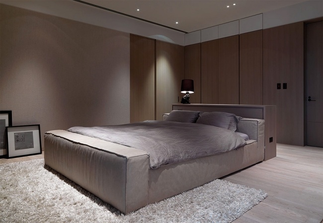 Schlafzimmer sanfte Textilien-Bettwäsche Glaswand Teppich