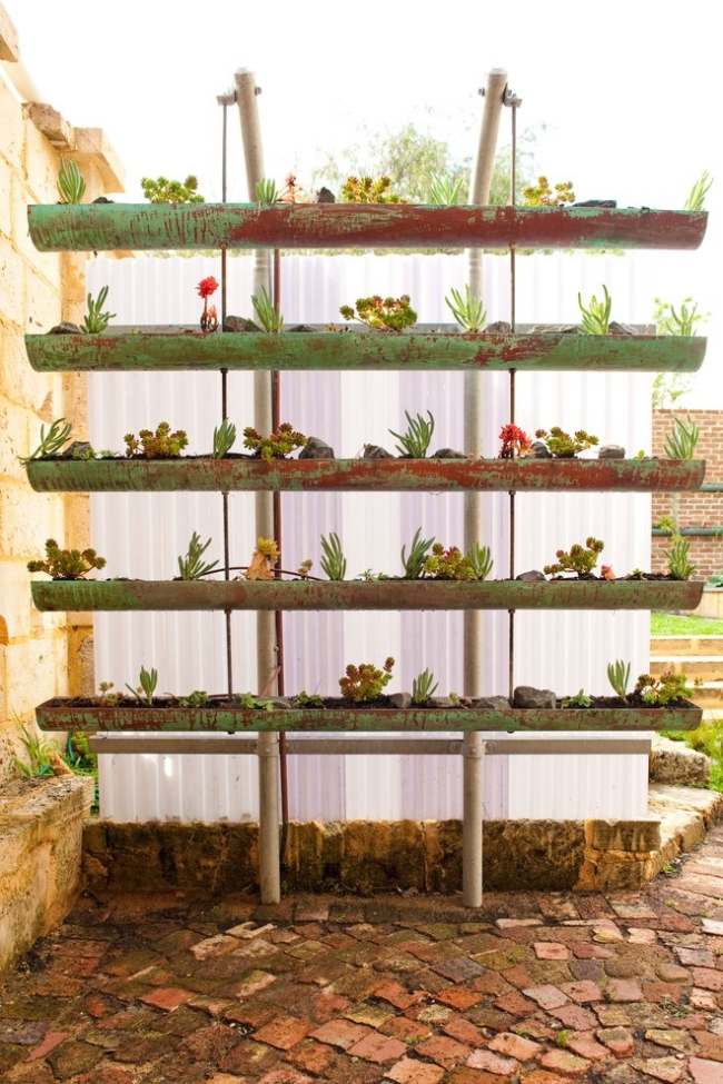 Sichtschutz Garten-Dusche Ideen-mit Pflanzen einbauen