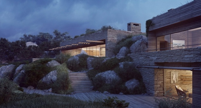 Villa Korsika moderne Architektur Beleuchtung