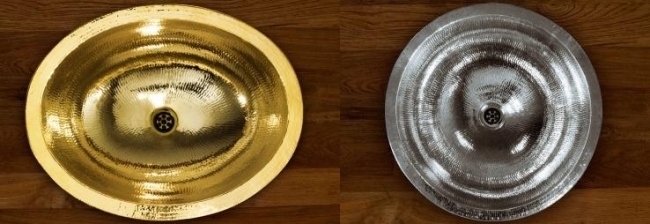 Teakwaschtisch Einlasswaschbecken-Golden Sterlingsilber-oval rund