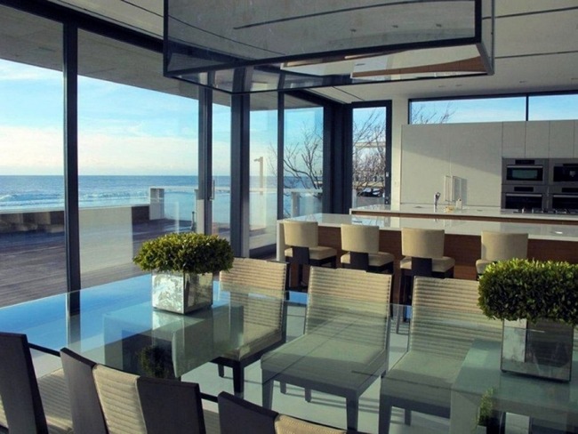 Vollverglasung Küche Esstisch-Glas Stuhl-Design-Haus Ozean