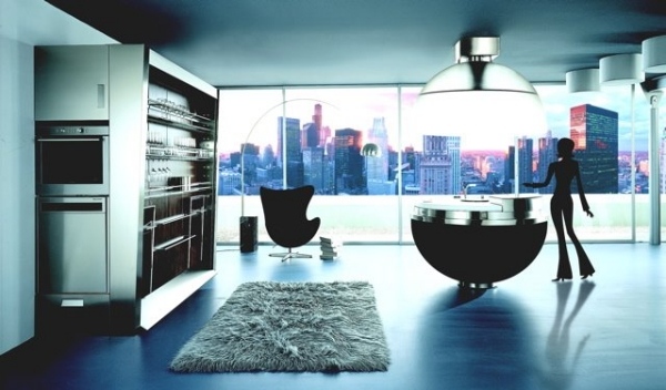 Wohnzimmer Küche integrieren Oval Design-Lösung Sheer mini