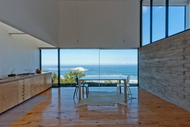 Wohnzimmer verglaste-Fassade Ozeanblick-Chile Südamerika Häuser