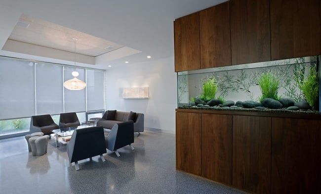aquarium ideen design wohnzimmer holzschrank eingebaut