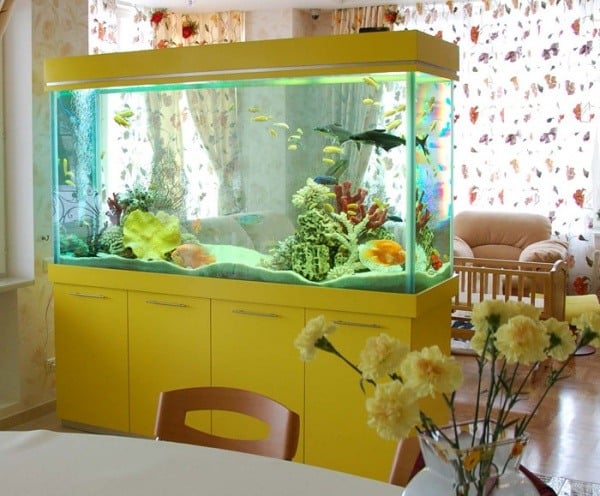 aquarium raumteiler unterschrank gardinen fische