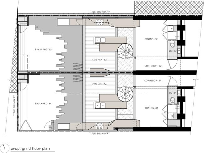architekturplan überblick designer wohnhaus aus zwei gebäuden