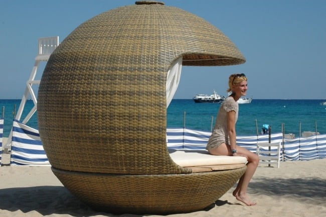 cocoon tree  beach polyrattan kugel lounge bett 
