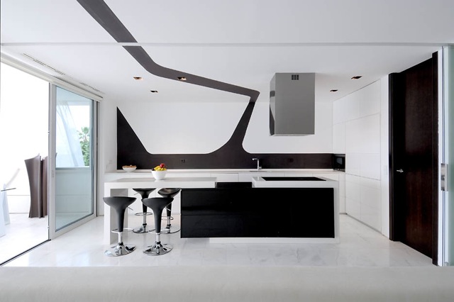designer küche schwarz weiß a-cero stil futuristisch