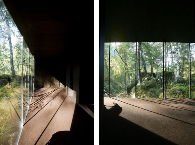 glaswand innen juvet designer landschaftshotel in norwegen