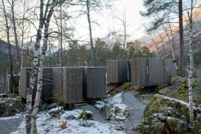 gästehäuser holzverkleidung juvet designer landschaftshotel in norwegen