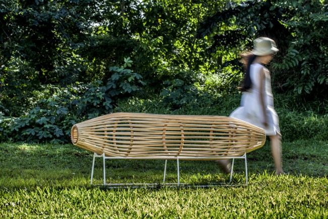 Sitzbank minimalistisches Design zweisitzer Garten