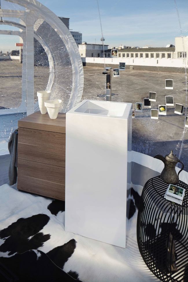kuhfell optik das mobile badezimmer bubble design