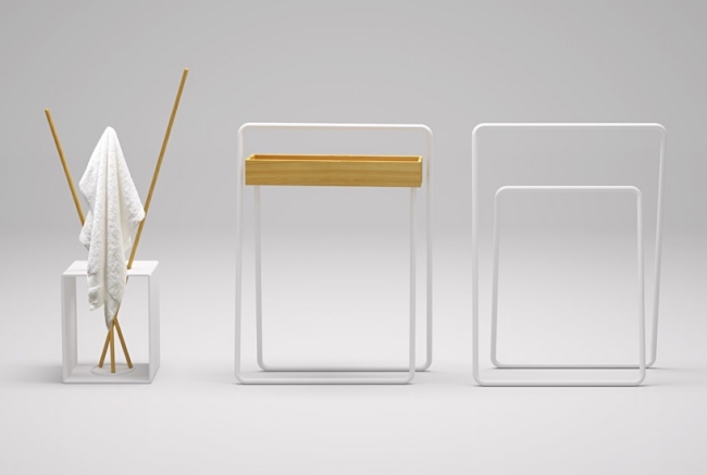 minimalistische badmöbel serie handtuchhalter nendo design