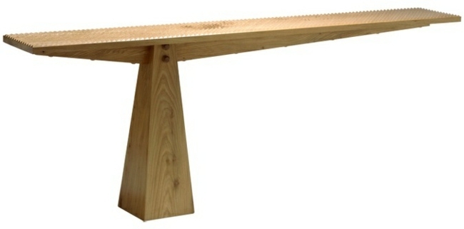 Esstisch ausziehbar ein Bein Holz Konstruktion rustikal