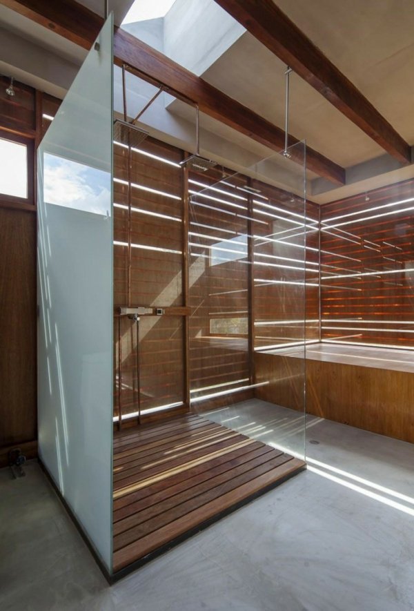  Glas Duschkabine Badewanne Holz Dachfenster
