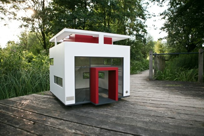 moderne Hundehütte schickes Design trendige Tier Möbel Garten