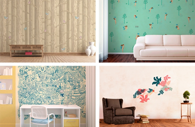 Originelle Muster Tapeten und Wandsticker verschönern jedes Zimmer