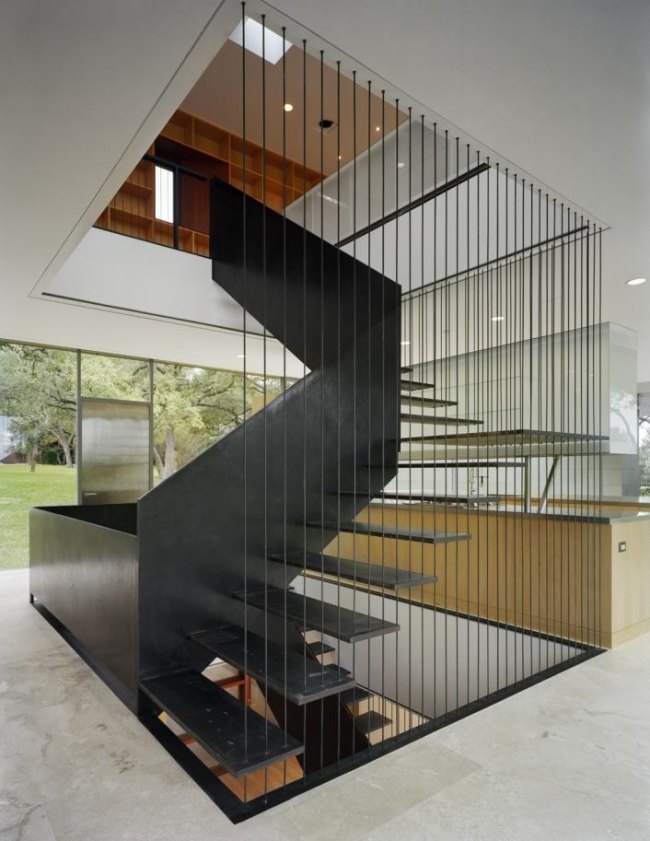 modernes design harfentreppe schwarz geometrische linien