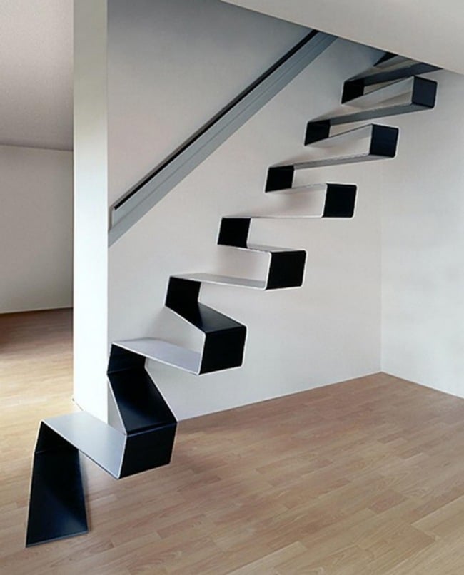 moderne treppen designs schleifen schwarz weiß