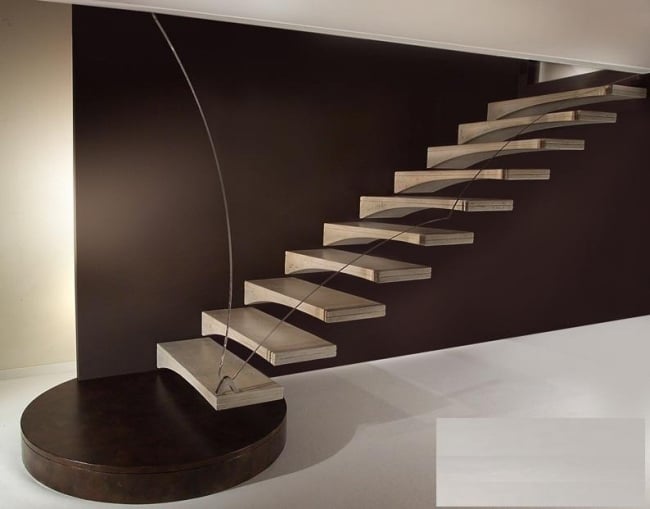 moderne treppen designs schwebende holz stufen stahlseilen