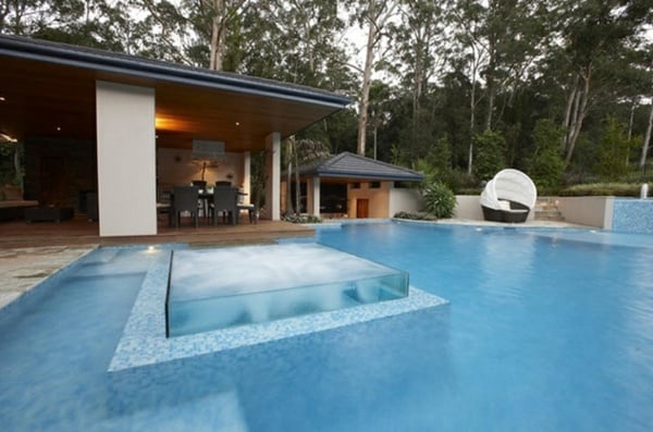 Pool Glaswand Whirlpool Architektenhaus Australien