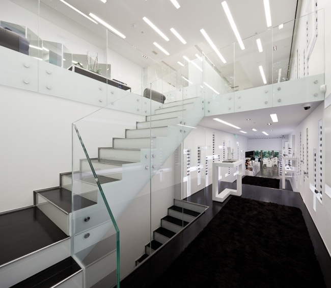 modernes treppen design office glas geländer