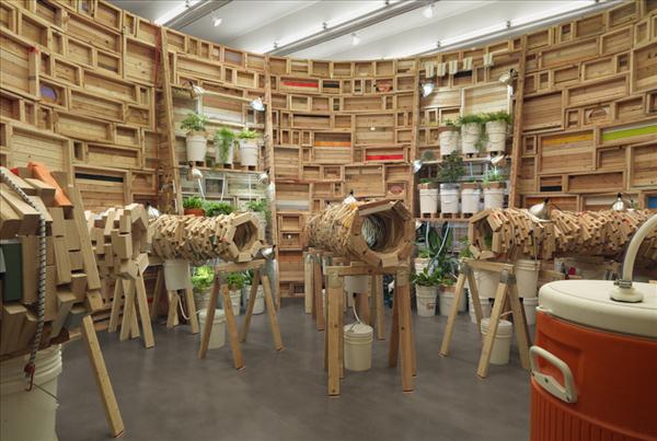 washburn kunstinstallation holz recycling idee konstruktion