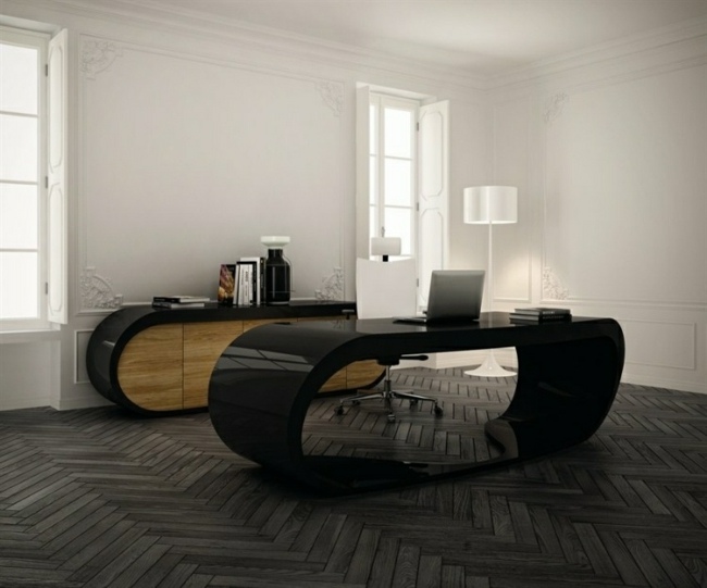 schwarzer Schreibtisch Büro Möbel Manager minimalistischer Stil