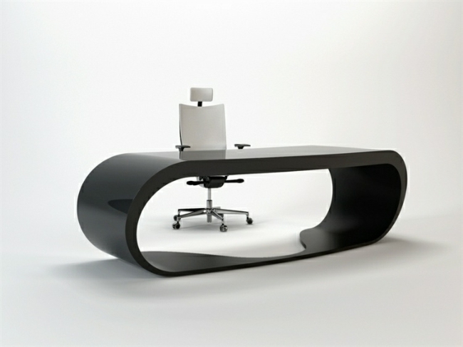 schwarzer Schreibtisch Hochglanz Oberfläche stilvoll