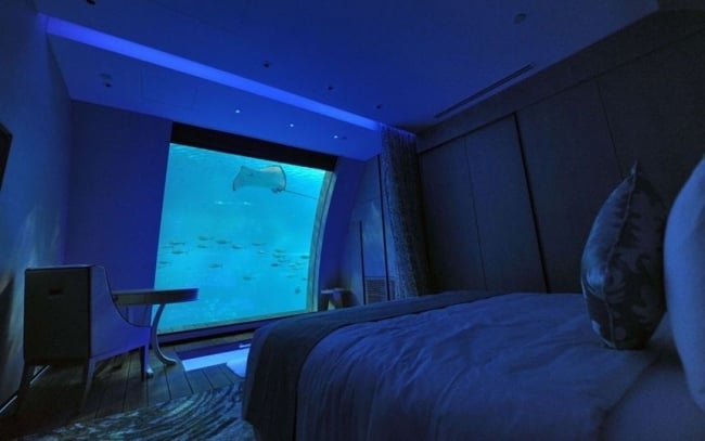 sentosa resort schlafzimmer wand aquarium