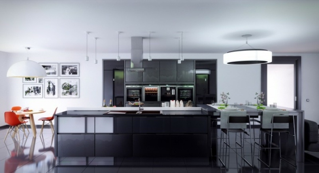  Küche moderne Gestaltung Idee dunkle Farben