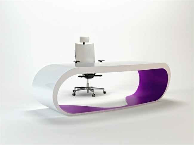 stilvoller Schreibtisch lila weiß minimalistische Büro Möbel