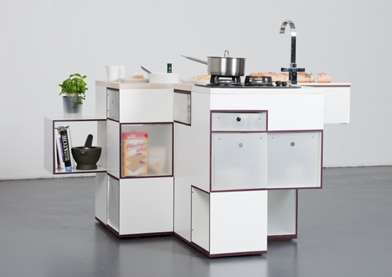 transparente schranktüre kleine küche mit modularem design