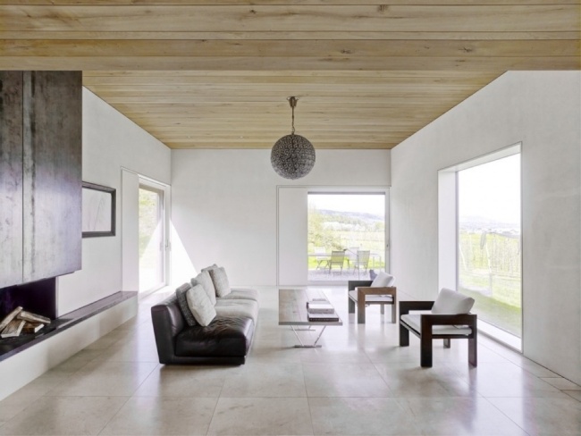 wohnzimmer modern minimalistisches haus aus holz am zürichsee