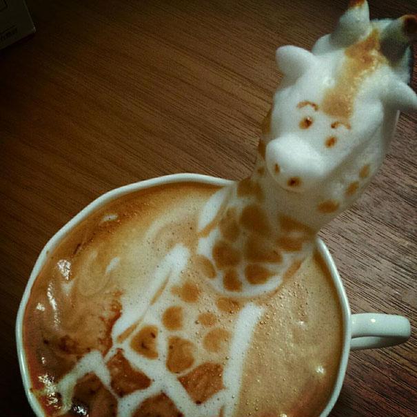3d latte art kazuki yamamoto giraffe kaffeekünstler
