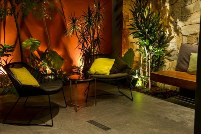 Akzentbeleuchtung im Garten Möbel-Outdoor Metallgestell dekokissen gelb