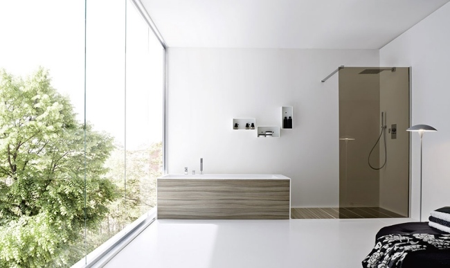 Bad Duschkabine-Glas Badewanne-Giano abnehmbare Leiste-Mehrschichtholz Fronten