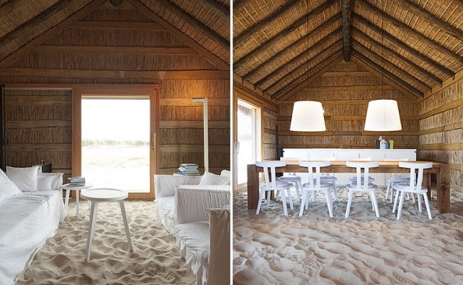 Beach Bungalows-Resort-Indoor traditionelle Gestaltung-weiße Möbel Sand Boden