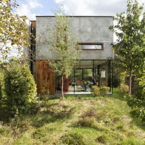 Betonhaus Flachdach-Gepo Belgien OYO Architektur Studio-überwuchert Garten-Effekt