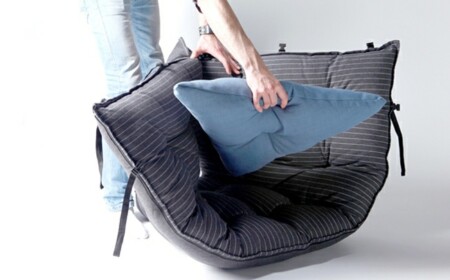 Bett Sitzsack Kissen selber machen grau blau