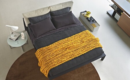 Bettdecke gelb gestrickt Teppich rund
