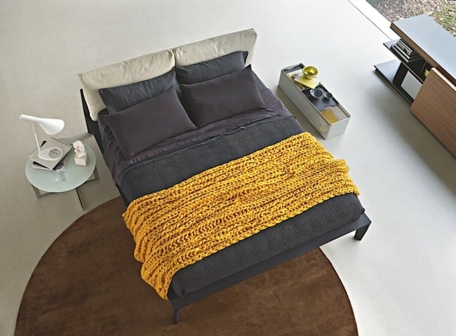 Bettdecke gelb gestrickt Teppich rund