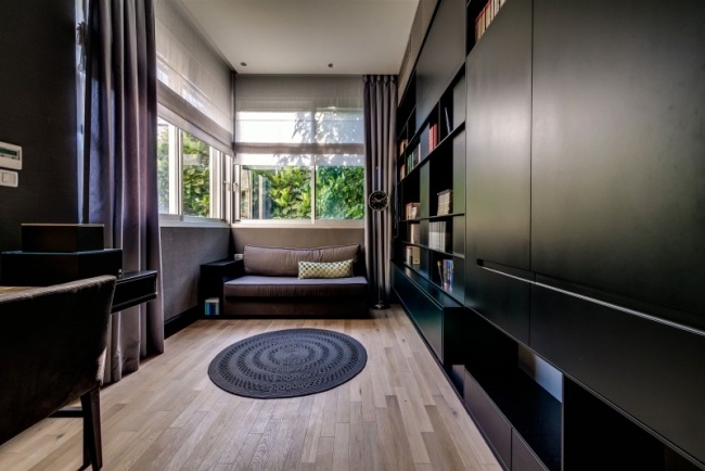 Bibliothek Design-moderne Wohnung-schwarze Möbel Massivholz